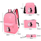 4-Piece School Bag Set/ backpack Children School Bags For Girls Boys Canvas School Bag Fashion Kids - grey