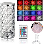 16 Colors Diamond Rose Crystal Touch Lamp Bedside Acrylic Usb Rechargeable Table Lamp - With Remote