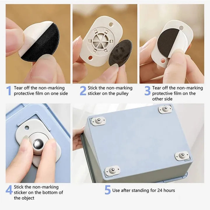 Quality Furniture Moving Wheel - [4 Pcs] | Stainless Steel Mini Swivel Wheels With 360 Degree Rotation For Bins Storage Box