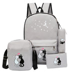 4-Piece School Bag Set/ backpack Children School Bags For Girls Boys Canvas School Bag Fashion Kids - grey