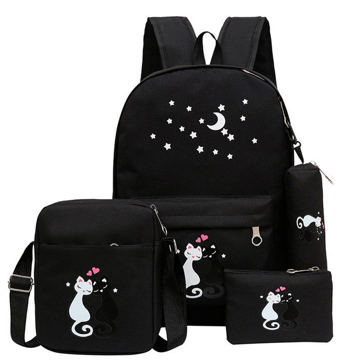 4-Piece School Bag Set/ backpack Children School Bags For Girls Boys Canvas School Bag Fashion Kids - grey