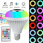Smart E27 LED RGB White 12W Wireless Bluetooth Speaker Bulb Lamp Colorful Changing Light Remote and App Control