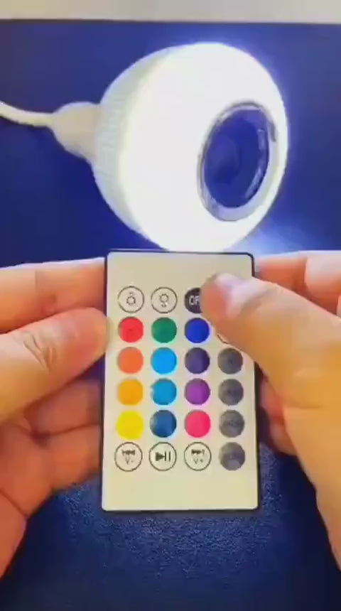 Smart E27 LED RGB White 12W Wireless Bluetooth Speaker Bulb Lamp Colorful Changing Light Remote and App Control